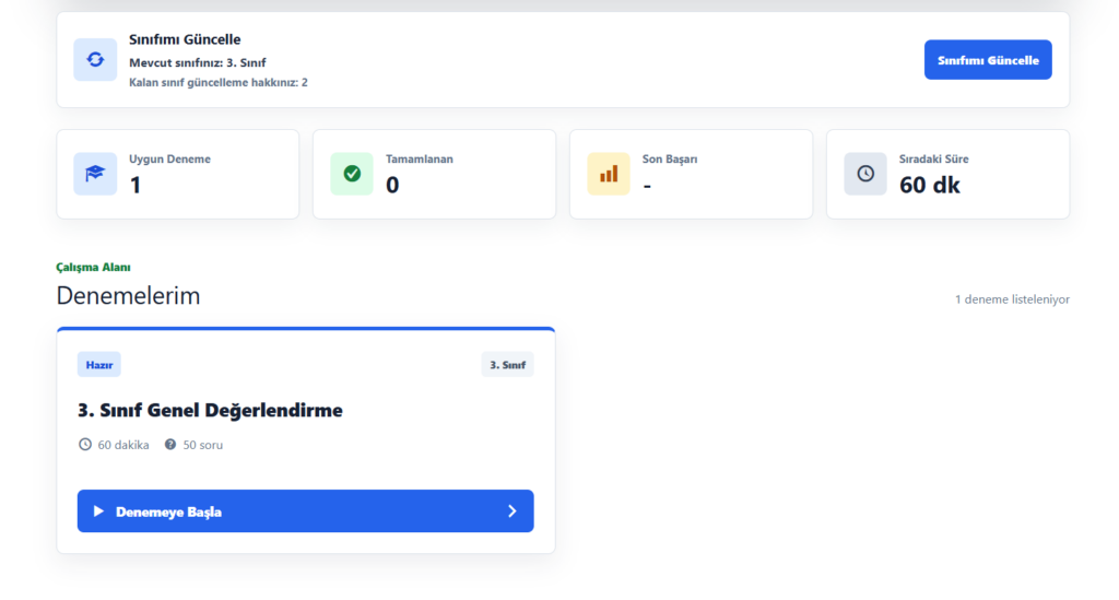 3. sınıf online deneme sınavı