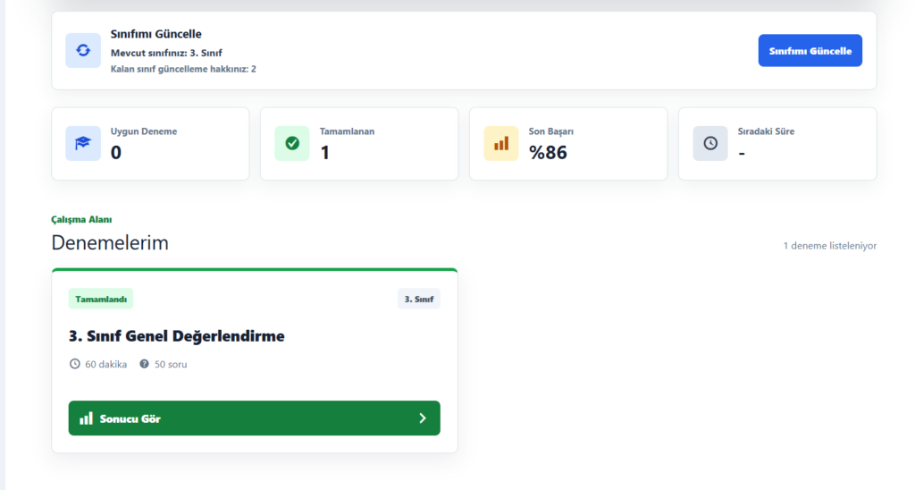 3. sınıf online deneme sınavı